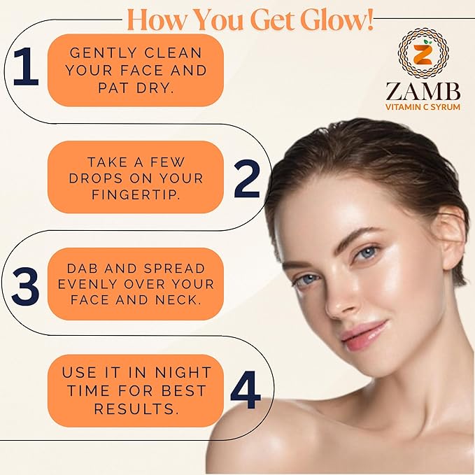 Zamb 15% Vitamin C Face Serum for Glowing Skin – Anti Aging, Hydrating, Brightening, Dark Spot Remover, Even Skin Tone, With Hyaluronic Acid & Natural Extract, For all type of skin – 1 fl oz