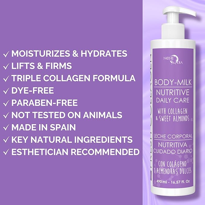 Noche Y Dia Fresh Collagen Body Milk - Moisturizing and Firming Lotion for Dry Skin with Lactic Acid & Glycine - 500mL (16.57 fl oz)