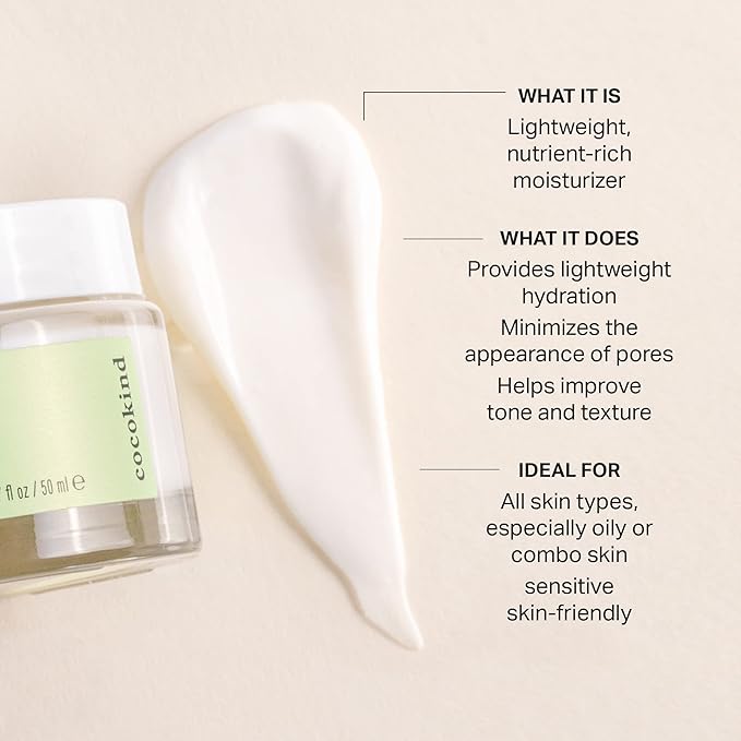 Cocokind Texture Smoothing Cream, Face Moisturizer with Squalane, Celery Seed and Cucumber, Face Lotion Moisturizer Face, Hydrating Face Cream
