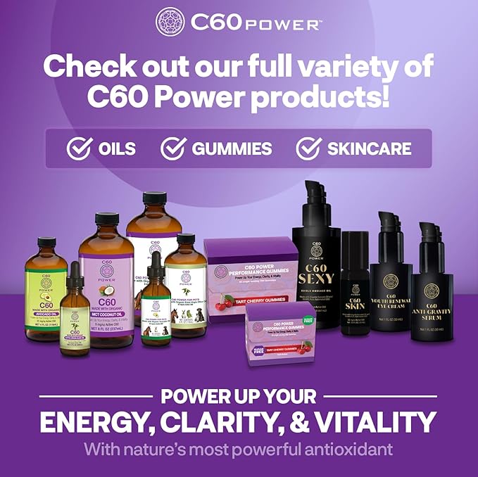 C60 Power - Skin Roll-On - Age-Defying Antioxidant Protection - Reduce Wrinkles, Heal Skin, Non-Greasy - Face, Body, Bug Bites, Scarring - Organic Avocado Oil, 99.99% Pure C60 Fullerenes
