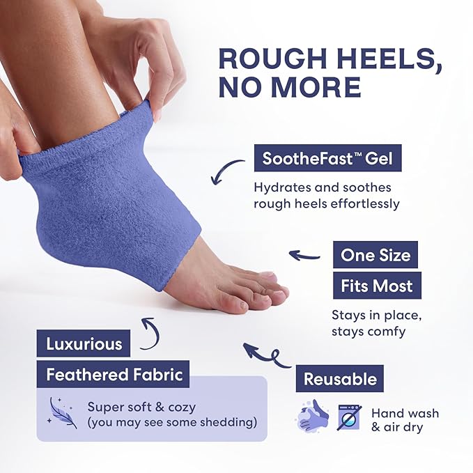 Dr. Frederick's Original Moisturizing Fuzzy Heel Socks - 2 Pairs - Cozy Gel-Lined Sleep Socks for Women & Men - Soothes Dry, Cracked Feet - Heel Repair - Lavender Luxury