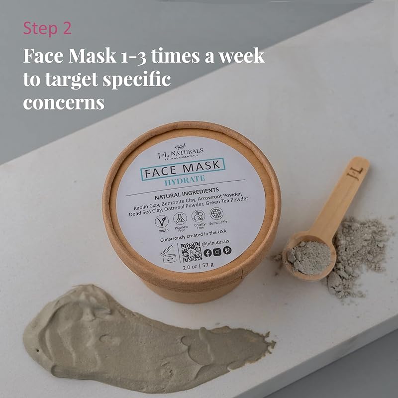 J&L Naturals Exceptional Skin Regimen Kit With Cleansing Bar, Face Salve, Konjac Sponge, Lip Balm | For Oily, Dry, Mature, and Combination Skin | Zero Waste (Hydrate (dry skin), Exceptional)