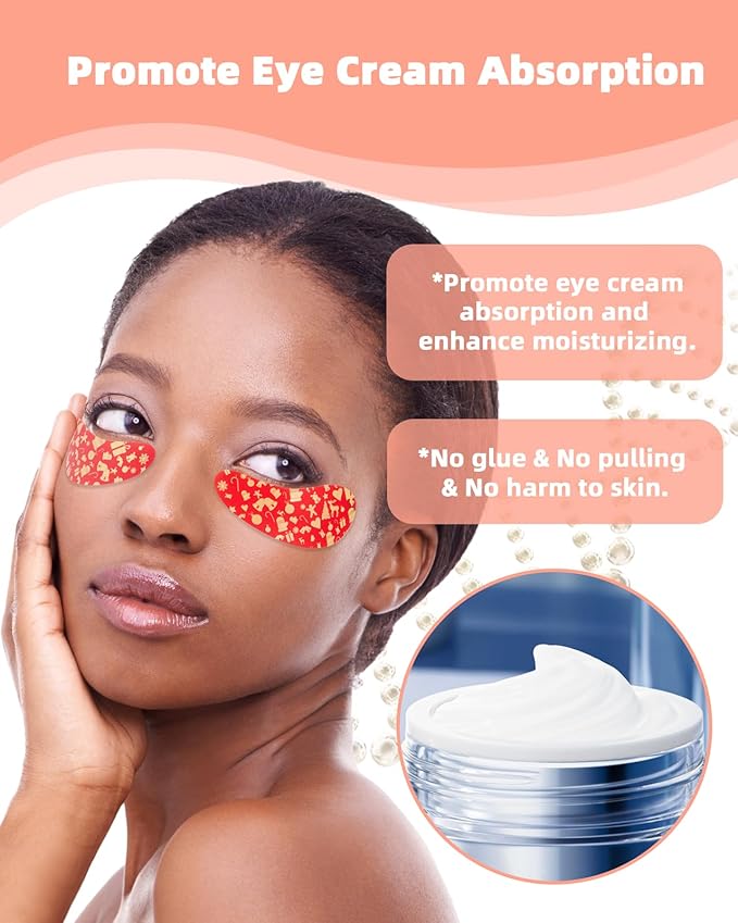 Under Eye Patches Silicone - 2 Pairs Reusable Eye Patches, Christmas Gifts for Women, Eye Wrinkle Patches, Reusable Under Eye Mask, Plump Fine Lines & Wrinkles, Christmas Red & Green