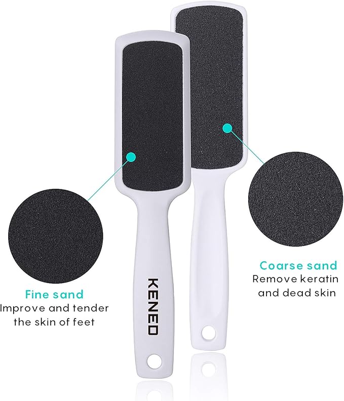 Foot Scrubber Pedicure Tools Rasp - 5 PCS KENED Foot File Callus Remover for Feet to Remove Hard Skin - 2 X Stainless Steel Black, 3 X Plastic Blue