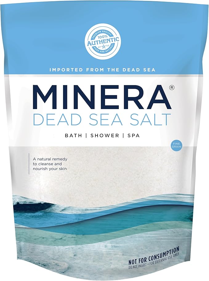 Minera Dead Sea Salt, 100% Pure & Natural, 2 lbs. Fine Grain (0-1.7 mm) Bulk Bag, Easily Dissolving Dead Sea Salts for Soaking & Bathing, Skin Nourishing Fine Sea Salt, Unscented