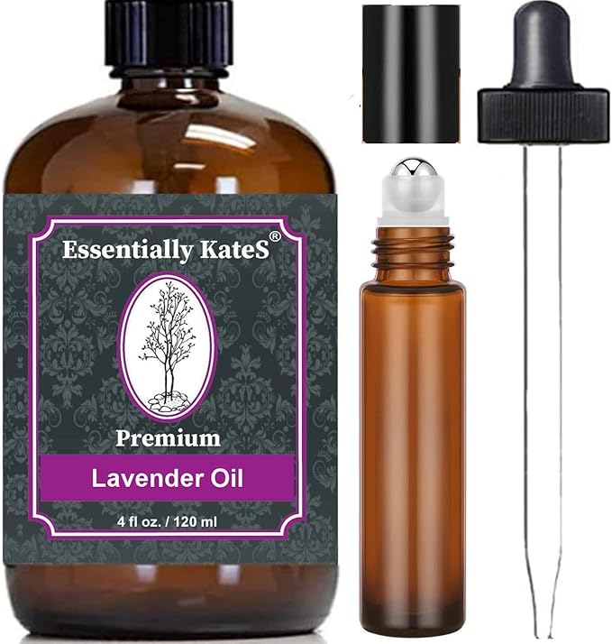 Lavender Oil - 100% Pure and Natural, Therapeutic Grade with Glass Dropper and Roll-on Bottle