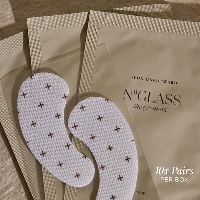 '+ Lux Unfiltered Cooling Under Eye Patches - Anti-Slip Caffeine Inflused Korean Eye Mask - Reduces Puffiness, Brightens, & Hydrates Skin - Fragrance Free, Vegan, & Cruelty Free - 10 Count