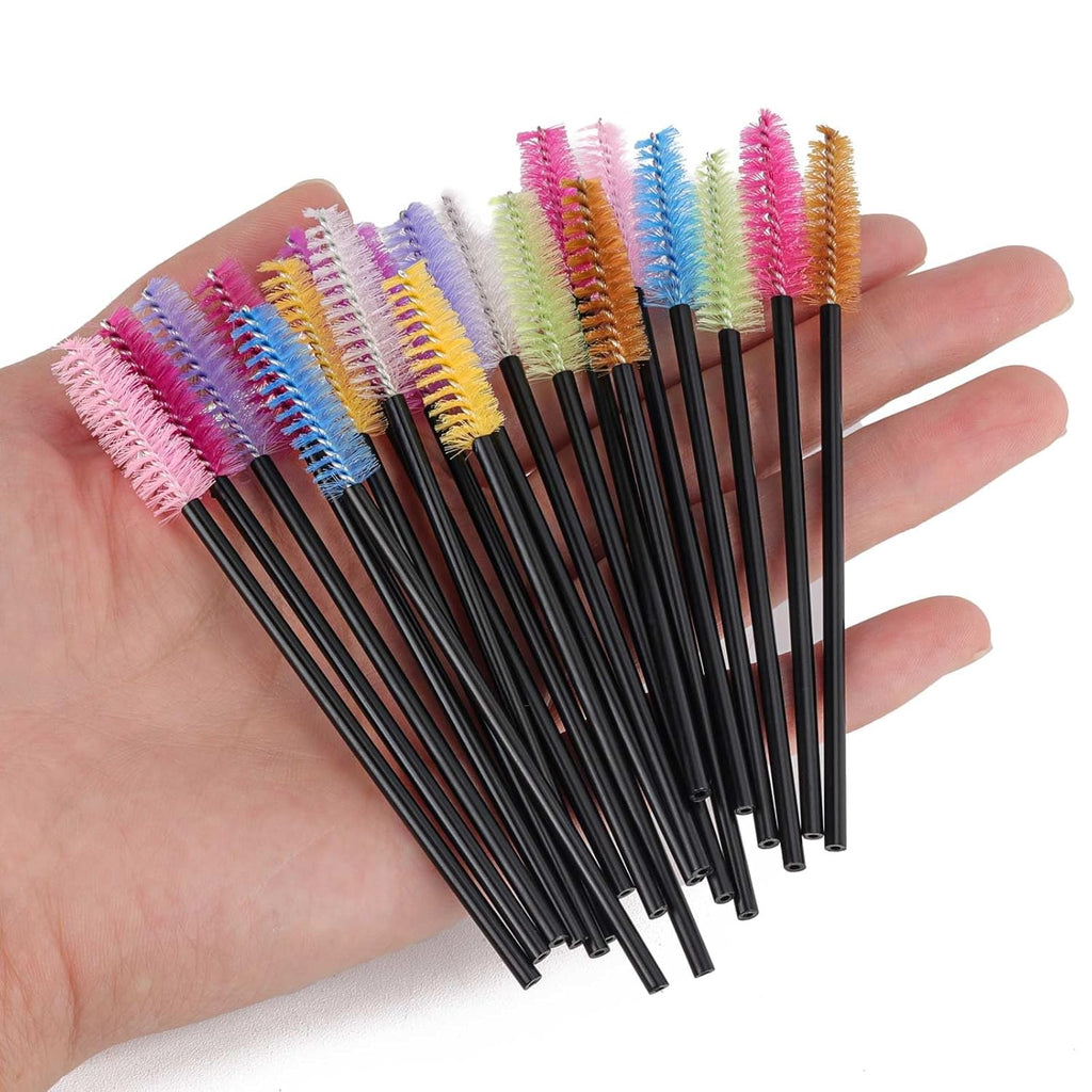 BTYMS 500 Pieces Disposable Mascara Wands Eyelash Brush Brow Brushes Applicators Lash Spoolies for Eye Lash Extension - Multi Color