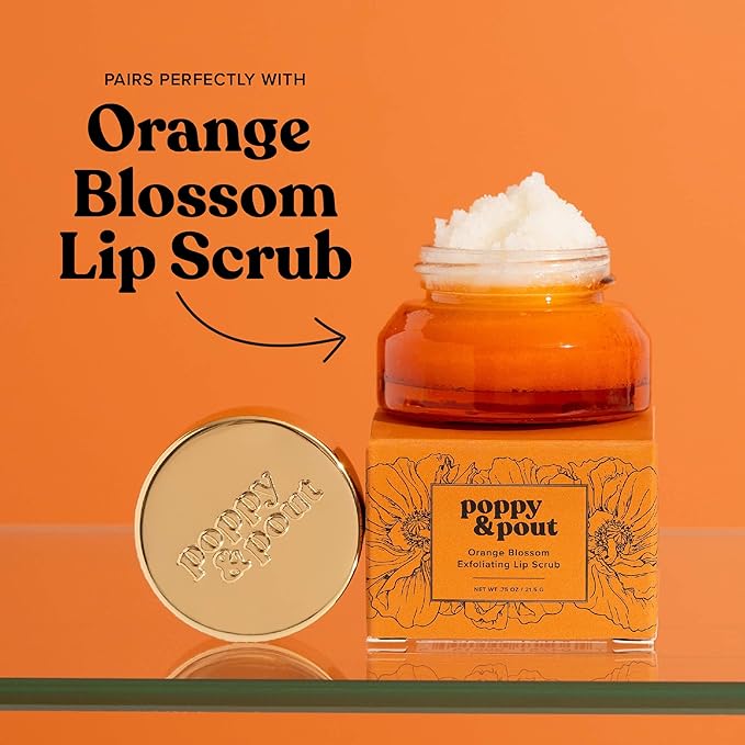 Poppy & Pout Orange Bloom Jumbo Lip Balm | All Natural Lip Balms & Moisturizers | Hydrates with Beeswax, Vitamin E, Organic Coconut Oil | Cruelty-Free | Lip Balm in Recyclable Cardboard Tube