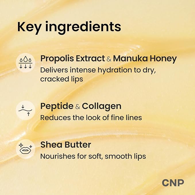 CNP Honey Lip Butter - Propolis Lipcerin™ 01 Original, Hydrating Overnight Manuka Lip Balm & Mask, 12hrs Long-lasting Moisture, Gifts for Women, Korean Skin Care, 0.5 fl.oz.