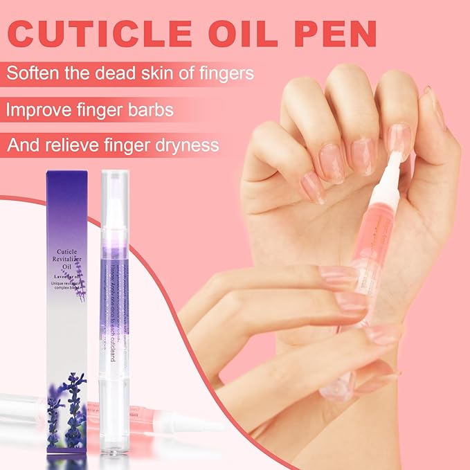 Meschett 3PCS Nail Cuticle Oil Pens with Nail File, Cuticle Oil for Nails from Natural, Nail Oil Cuticle for Cracked and Dry Nail(Lavender & Watermelon & Osmanthus flowers Flavor)
