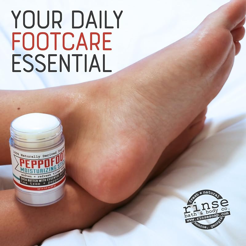 Rinse Bath & Body Peppofoot Heel Balm Stick - Handmade Heel Balm for Dry Cracked Feet with Peppermint and Tea Tree Oils | Ultra Moisturizing | No Mess Cracked Heel Stick | All Natural | 2oz