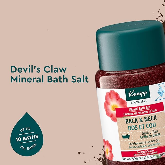 Kneipp Back & Neck Devils Claw Mineral Bath Salt - Soothe & Release Tension - 17.6 oz - Up to 10 Baths