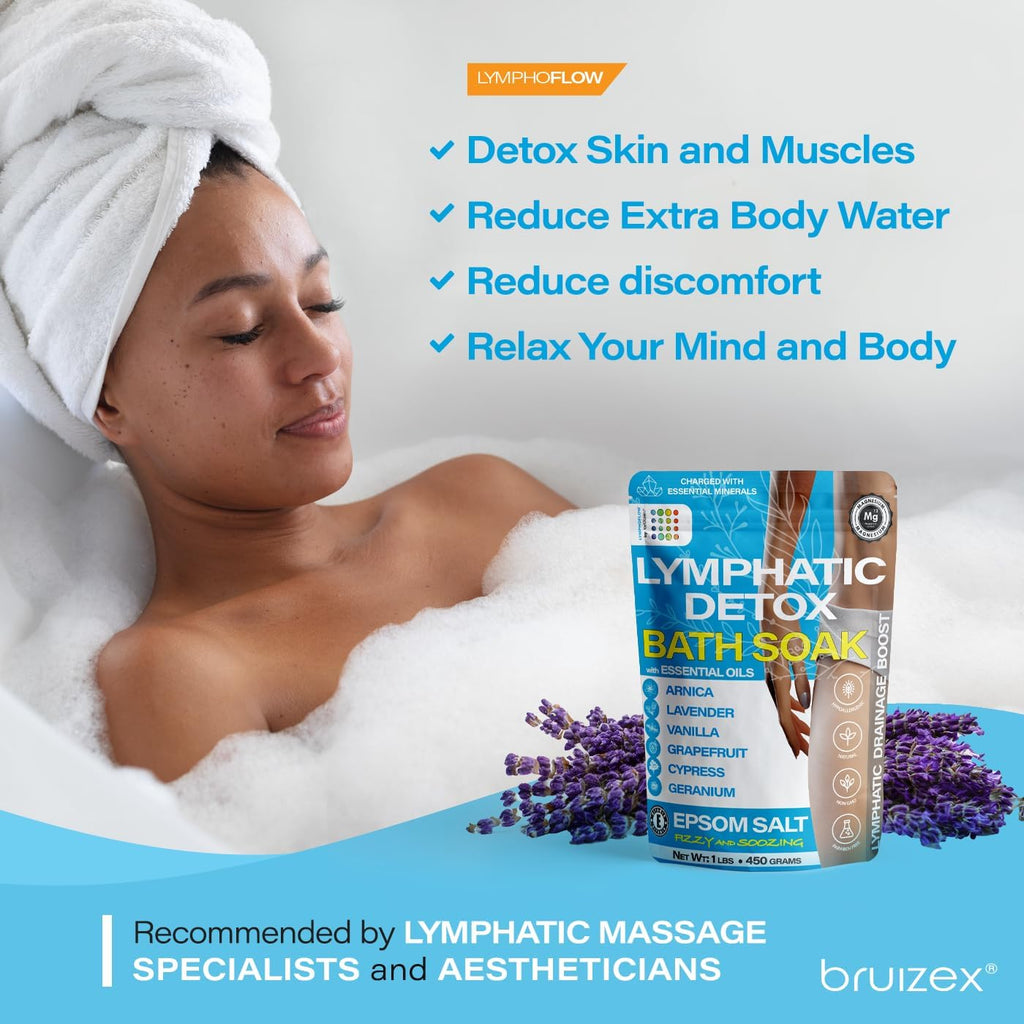 Arnica Montana Bath Salts, Espom Salt Bath Soak for Lymphatic Drainage & Body Detox, Epsom Salts for Soaking with Essential Oils, Bath Salts for Pain Relief, Swelling & Post Surgery, 1 Lb