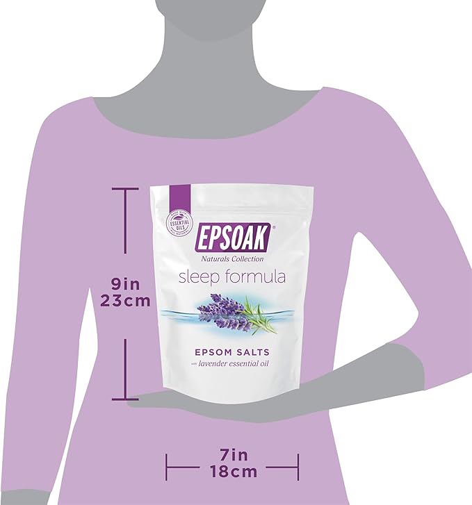 Epsoak Epsom Salt 4 lb. Magnesium Sulfate USP. (Qty. 2 x 2lb. Bag), Lavender Sleep Formula, Resealable Epsom Salt Bag, Made in The USA, Cruelty-Free Certified