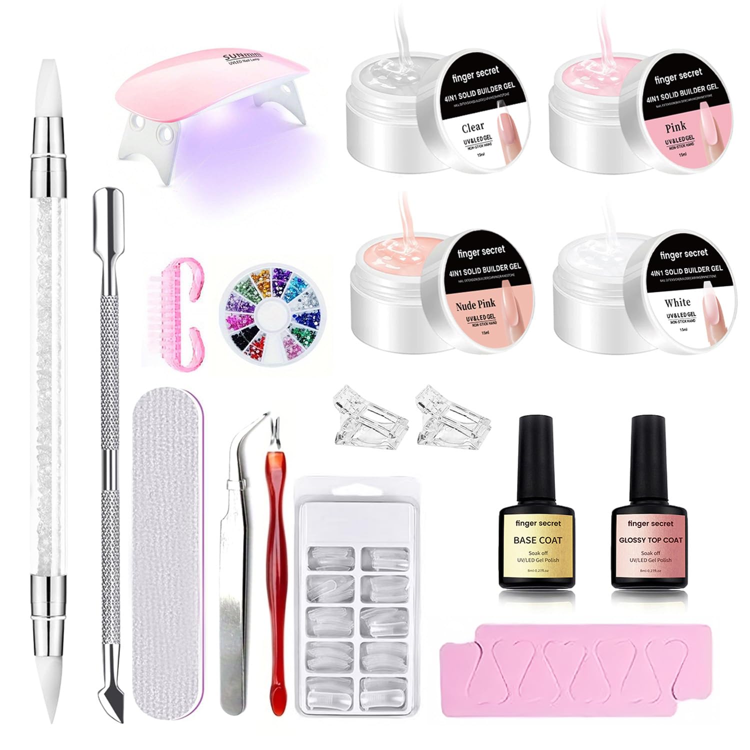 Solid Builder Gel for Nails Hard Gel 3D White Nude Pink Clear Colors for Nail Extension DIY Nail Kit