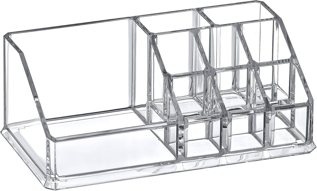 Amazing Abby - Tiffany - Acrylic Cosmetic Organizer, Transparent Plastic Makeup Holder, Compartmented, Shatter-Proof, Perfect Bathroom Vanity Storage Solution for Beauty Supply, Small