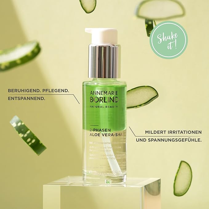 ANNEMARIE BÖRLIND - 2 Phase Aloe Vera Shake - Hyaluronic Acid + Aloe Vera + Black Currant Seed Oil For Soothed Skin - Soothing, Relaxing, Nourishing - 50ml