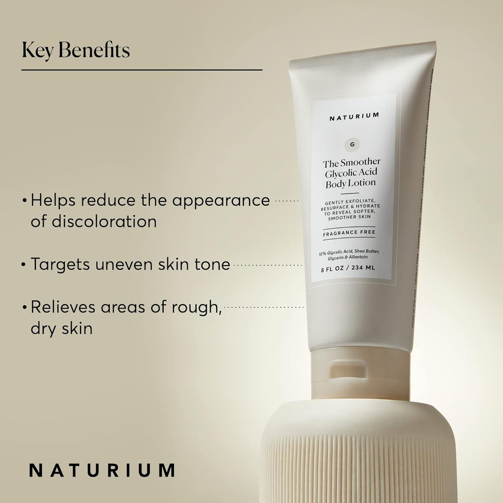 Naturium The Smoother Glycolic Acid Body Lotion, Resurfacing & Exfoliating Treatment, with 10% Glycolic Acid, 8 oz