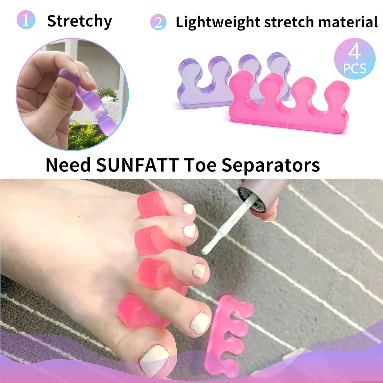SUNFATT Gel Toe Separators,Toe Spacers for Women,Pedicures Toe Separators Use for Separation of Toenails or Nails,Beauty Pedicure Tools Suitable for Supplies for a Salon Pedicure.