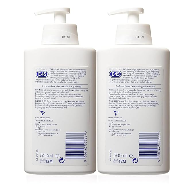 E45 Dermatological Moisturising Lotion, 16.91 Fl Oz (Pack of 2)
