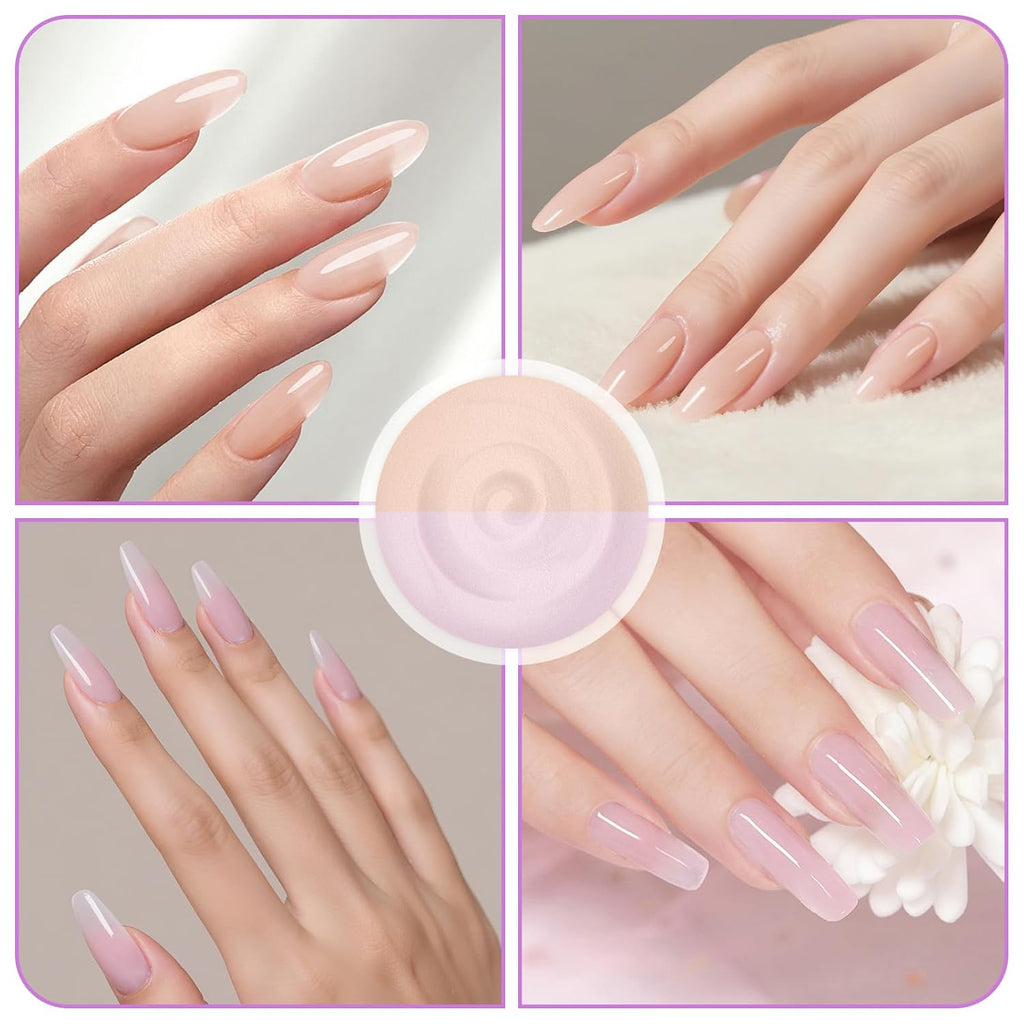 TOROKOM Acrylic Nail Powder Set, 2 Colors Nude Pink Acrylic Powder Colored for 3D Art Nail Carving French Nail Extension, Long-Lasting Nail Powder - No Need Nail Lamp, 2 * 60g