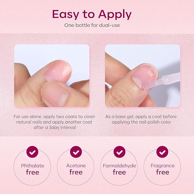 Modelones Nail Strengthener for Thin Nails and Growth, Treatment Repair Damaged Nails, Hardener Extra Strong Nail Care Quick Dry Base Coat Nail Polish, 0.5 oz, 1-Pack