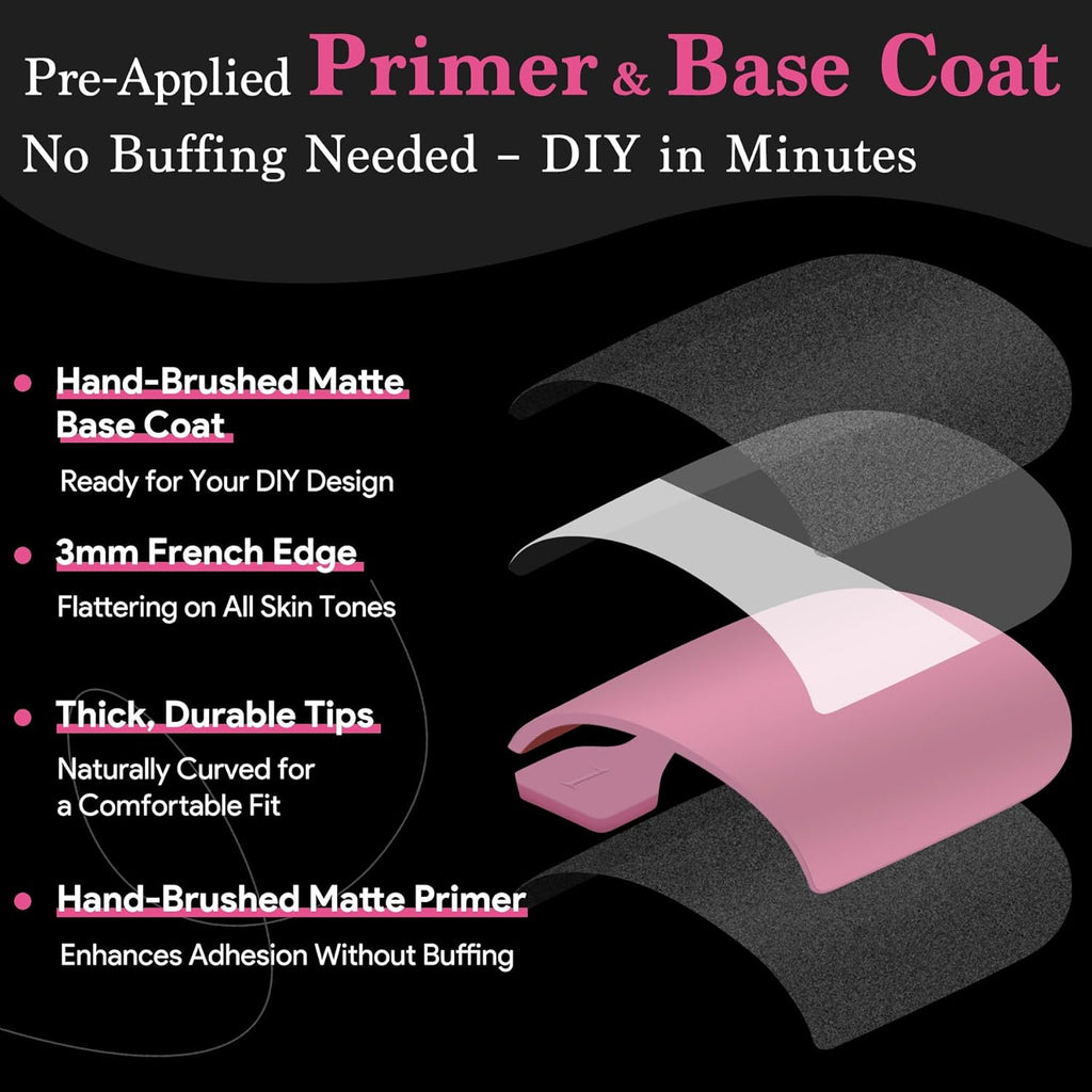 Toe Nail Press Ons French Tip, Sharp Square Berry Pink Pre-Designed Fake Toenail Press On for Women DIY, Soft False Acrylic Nail Extension 15 Sizes, 270 Pcs - Builder Nail Gel & Top Coat Needed