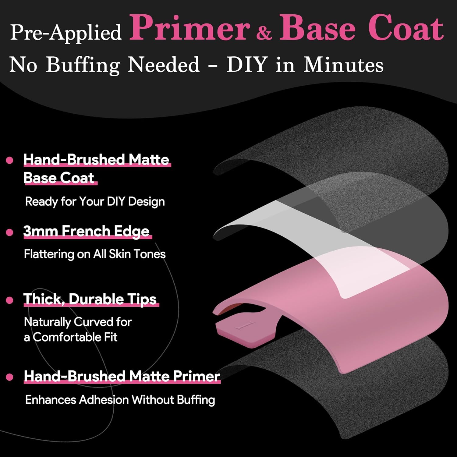 Toe Nail Press Ons French Tip, Sharp Square Berry Pink Pre-Designed Fake Toenail Press On for Women DIY, Soft False Acrylic Nail Extension 15 Sizes, 270 Pcs - Builder Nail Gel & Top Coat Needed