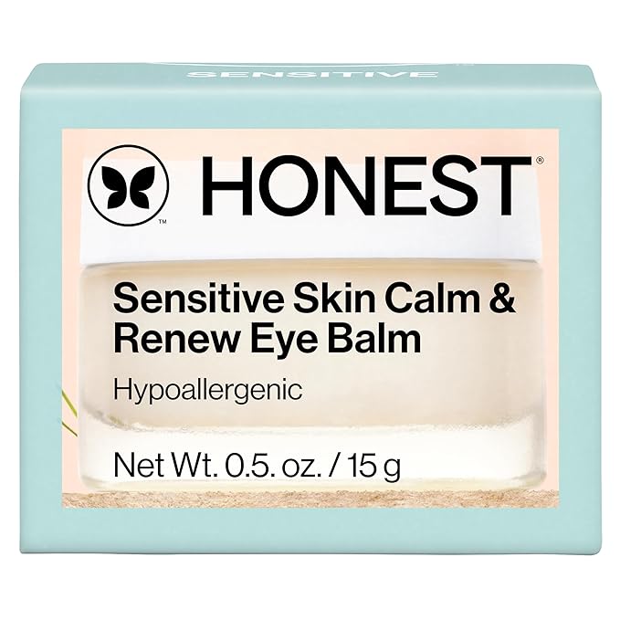Honest Beauty Sensitive Skin Calm + Renew Eye Balm | Moisturizing + Firming | Hypoallergenic, Fragrance Free, Vegan | 0.5 oz