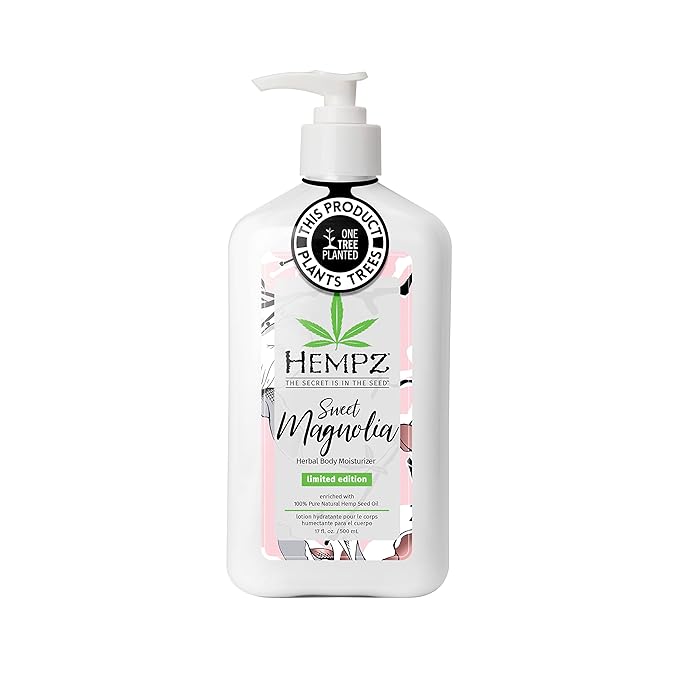 Hempz Body Lotion - Sweet Magnolia Limited Edition Daily Moisturizing Cream, Shea Butter, Aloe Hand and Body Moisturizer - Skin Care Products, Hemp Seed Oil - 17 Fl Oz