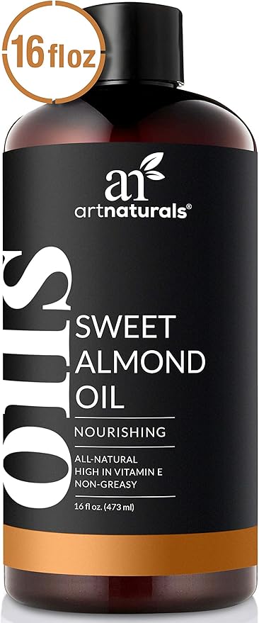 artnaturals Premium Sweet Almond Oil - (16 Fl Oz / 473ml) - 100% Natural & Pure – Therapeutic Grade Unrefined Carrier and Massage Oil – for Hair, Body and Skin or Diluting Aromatherapy Essential Oils