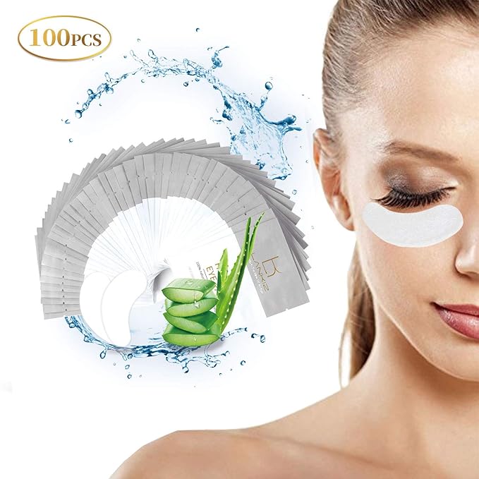 LANKIZ 100 Pairs Under Eye Gel Pads for Lash Extensions, 100% Natural Plant Extract, Collagen Hydrogel, Lint-Free, Moisturizing, Reduces Dark Circles and Eye Puffiness