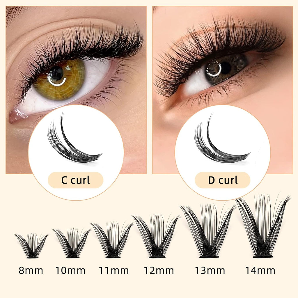 QUEWEL Cluster Lashes 240Pcs Individual Lashes 50D 0.07 C Curl Mix8-14mm Lash Extensions Clusters Lashes Soft&Natural False Eyelashes Individual DIY Eyelash Extension at Home(50D 0.07C mix-8-14)