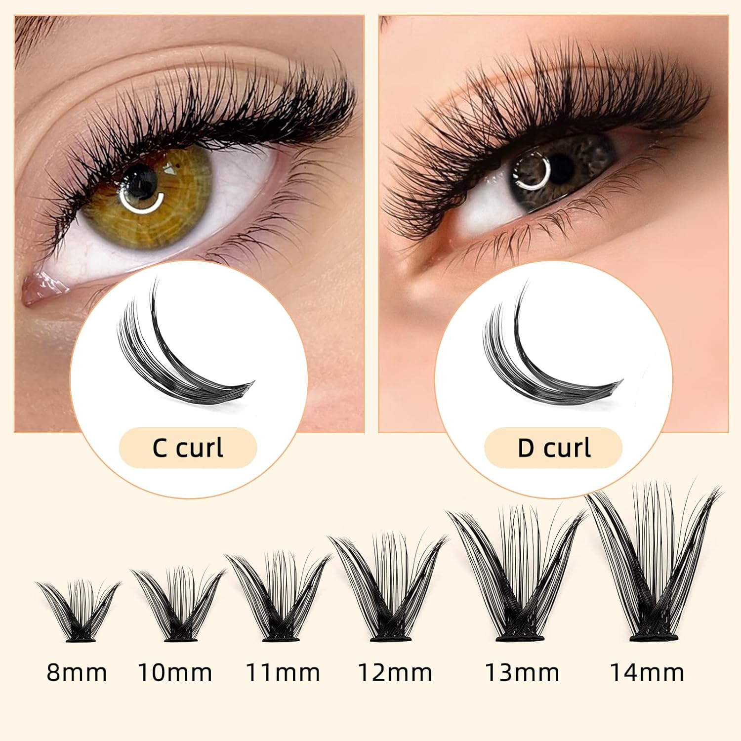 QUEWEL Cluster Lashes 240Pcs Individual Lashes 50D 0.07 D Curl Mix8-14mm Lash Extensions Clusters Lashes Soft&Natural False Eyelashes Individual DIY Eyelash Extension at Home(50D 0.07D mix-8-14)