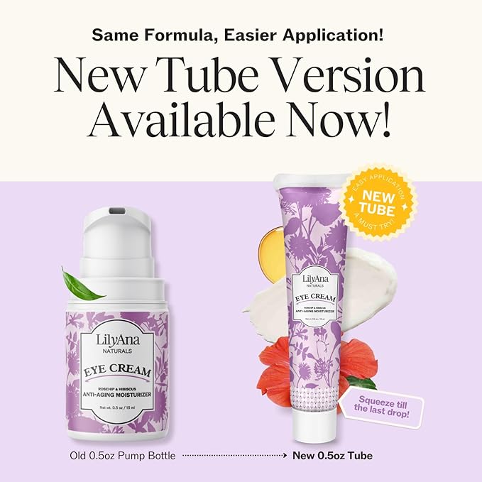 LilyAna Naturals Eye Cream for Dark Circles and Puffiness, Under Eye Cream for Wrinkles and Bags, Anti Aging Cream helps Improve Dryness; for Sensitive Skin 0.5 oz