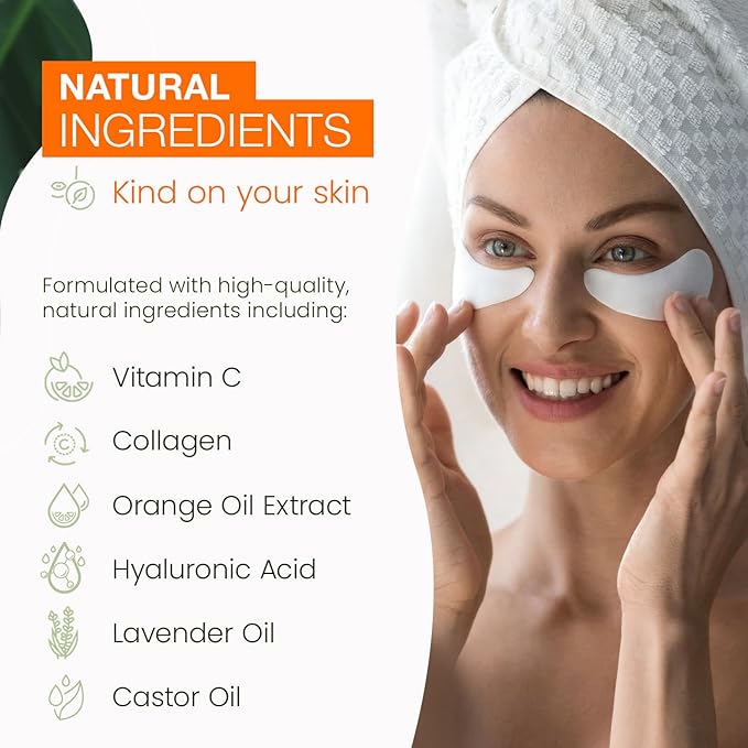 Vitamin C & Collagen Under Eye Patches - Anti-Aging, Reduces Dark Circles, Hydrating, Dermatologist Tested, Cruelty Free Korean Skin Care For All Skin Types - 5 Pairs