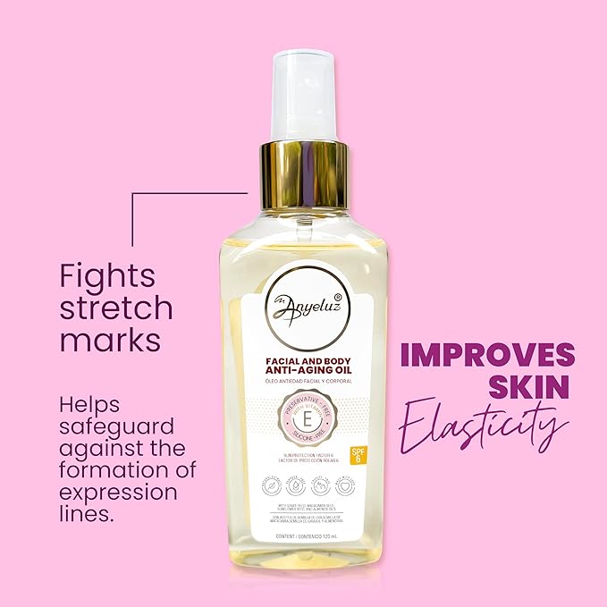 Anyeluz Anti-Aging Skin Oil, Dry Skin Moisturizer, Prevents Premature Aging, Expression Lines, and Stretch Marks, Paraben Free