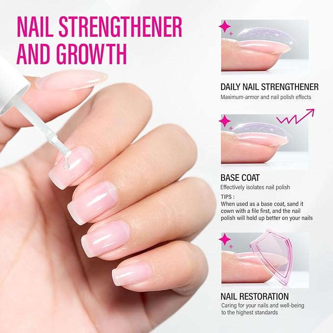 Nail Strengthener for Women: 8 in 1 Natural Nail Hardener Extra Strong and Growth - Nail Polish Hardener for Weak and Damaged Nails 15ml
