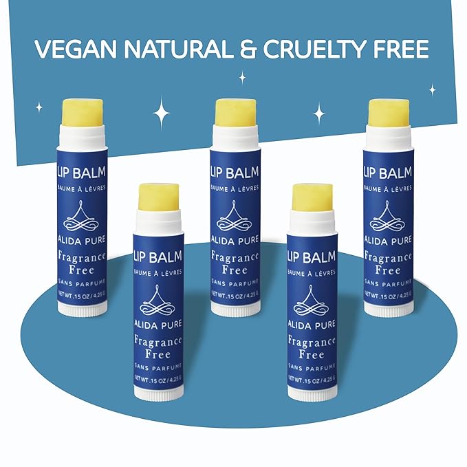Fragrance Free 50 Tube Lip Balm Collection, Unscented Vegan Lip Balm, Bees Wax Free, Avocado Oil, Organic Jojoba Oil, Vitamin E, For Dry, Chapped, or Cracked Lips 50 Tubes