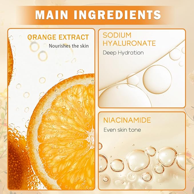 Vitamin C Skincare Set for Teenage Girls 5 In 1 Hydration Facial Skincare Gift Set with Cleanser,Toner,Face Serum,Eye Cream,Face Cream,Travel Size Skin Care Products Set for Women