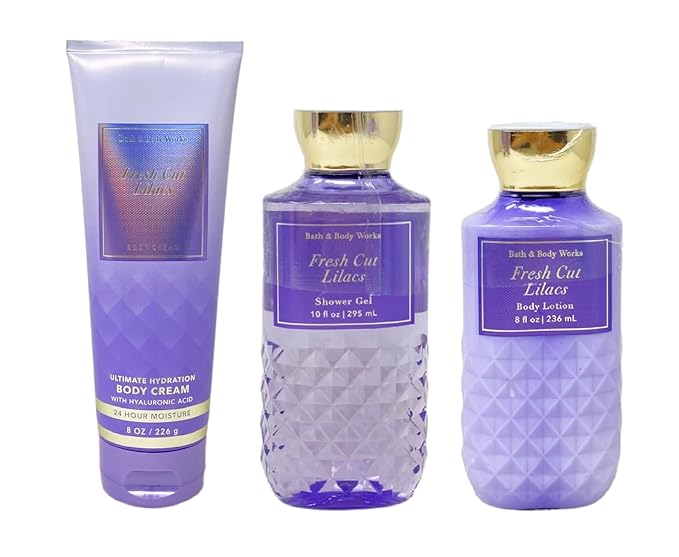 Bath & Body Works Fresh Cut Lilacs 3 Piece Bundle - Body Cream - Shower Gel - Body Lotion - Full Size