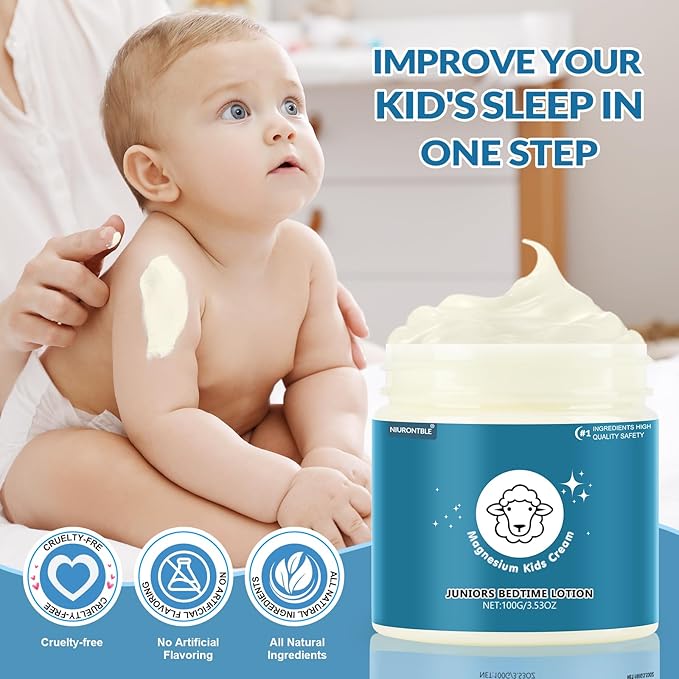 Magnesium Lotion for Kids, Magnesium Cream for Sleep, Soothing Relief & Relaxation - Topical Magnesium Cream Helps Kids Stay Calm at Bedtime and During The Night, Without Melatonin（3.53 oz）