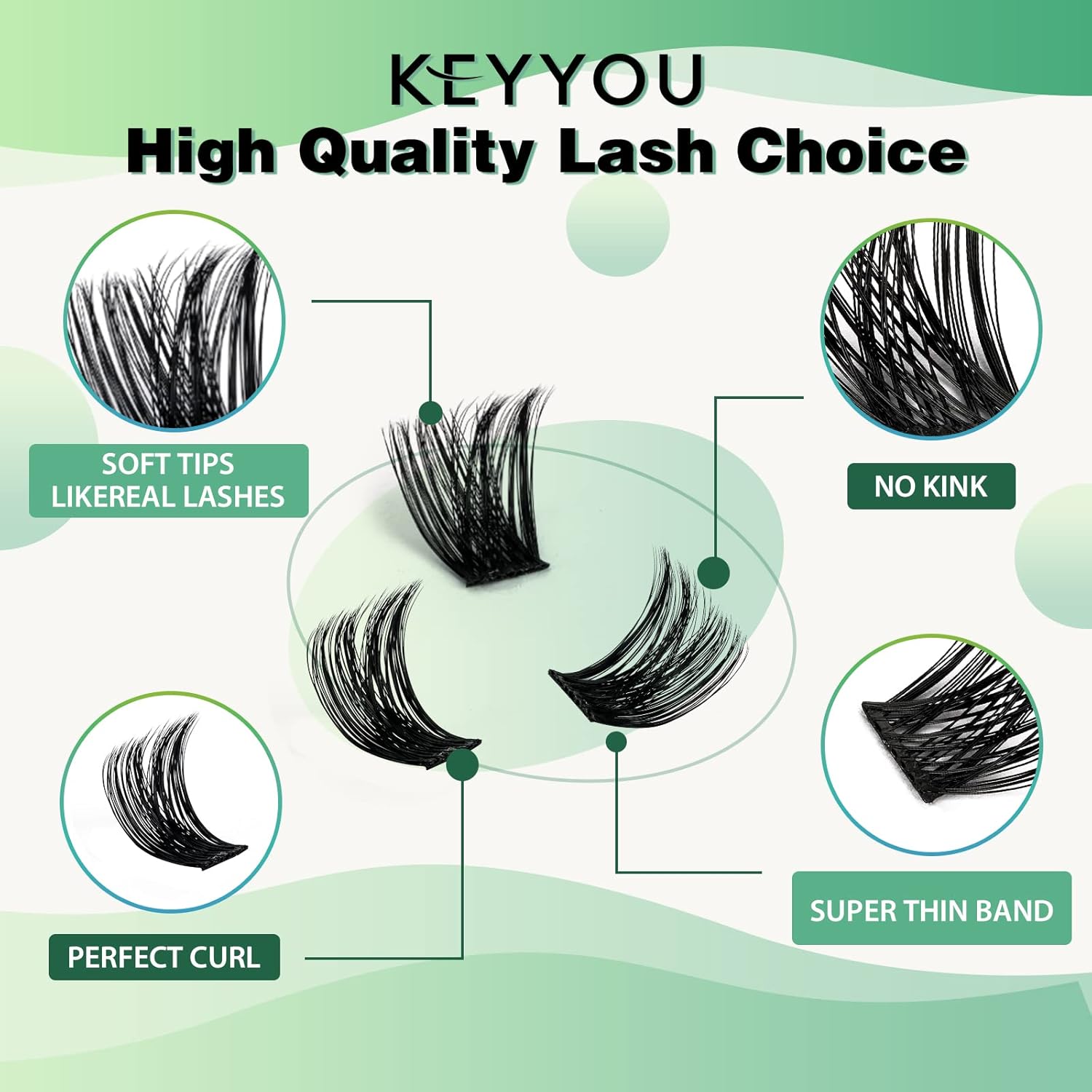 Lash Clusters 96pcs Individual Lashes Y02 D Curl 16mm Eyelash Clusters KEYYOU Volume Wispy Lash Extension Soft&Comfortable Easy DIY at Home(Y02,D-16mm)