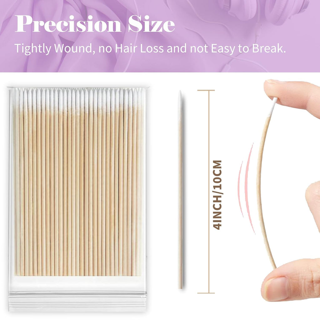 200PCS Pointed Cotton Swabs - Precision Tip Cotton Swabs - 4 Inch Microblading Cotton Swabs - Microblading Cotton Buds for Eyebrow Eyelash Extensions, Makeup, Nails, Tattoo Permanent Supplies, Craft