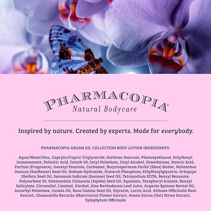 Pharmacopia Hotel Argan Oil Body Lotion - Vegan Moisturizer for Dry Skin, Aromatherapy Lotion with Melon and Green Tea Essence - Natural, Organic and Cruelty-Free Skin Care, 16.2 oz