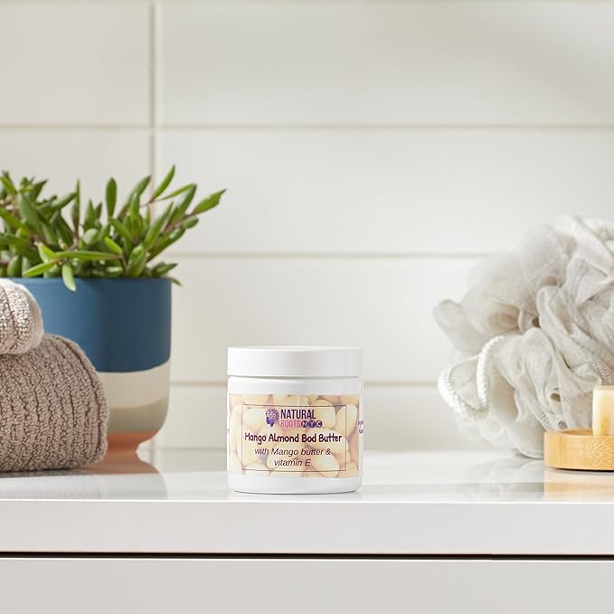 Mango Almond Body Butter, For All Skin Types, For Mature Skin, Hydrating Body Butter, Organic Ingredients, Coconut Oil, Post-Shower Care, 4oz (4 oz)