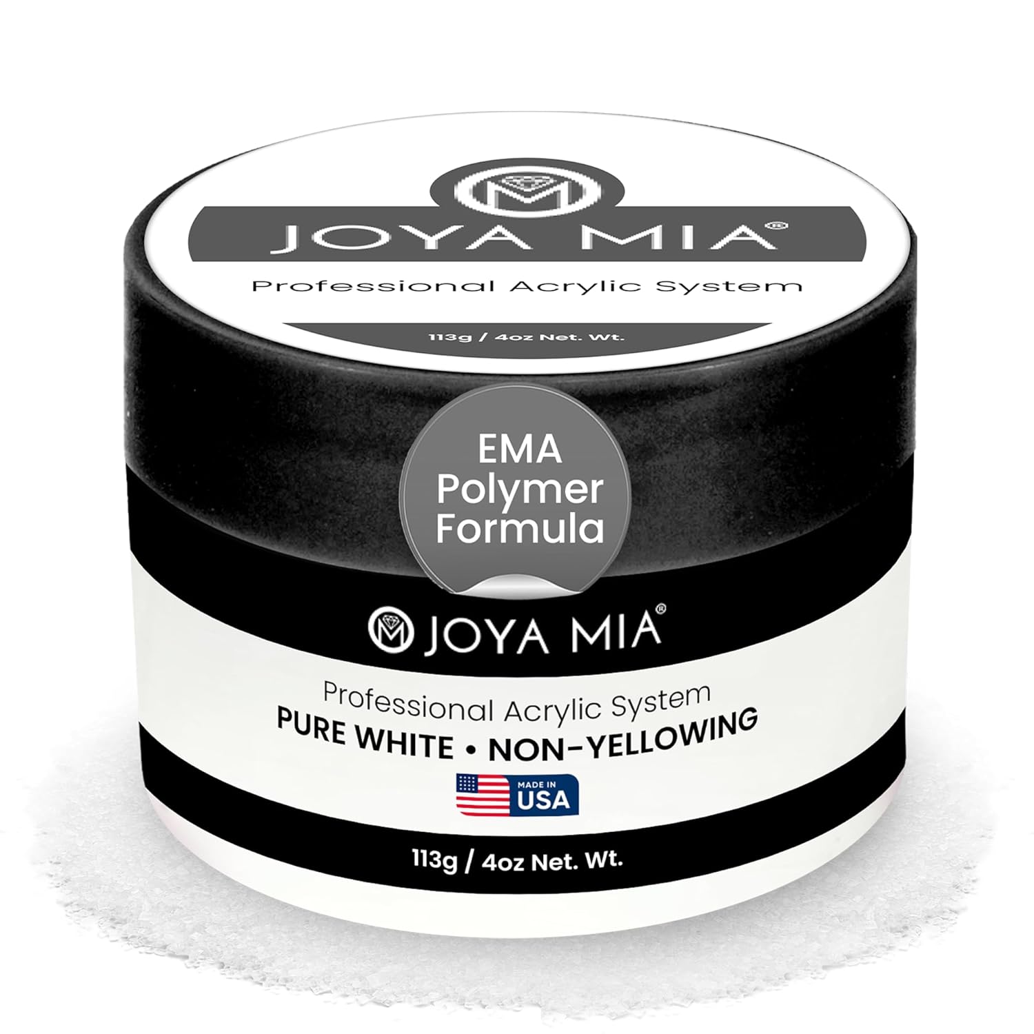 Joya Mia Acrylic Powder for Nails, MMA-Free, Super Adhesion Professional Powder for Flawless & Long-Lasting Nail Enhancements, Easy Application, Vibrant & Stunning Colors - Pure White, 4 oz