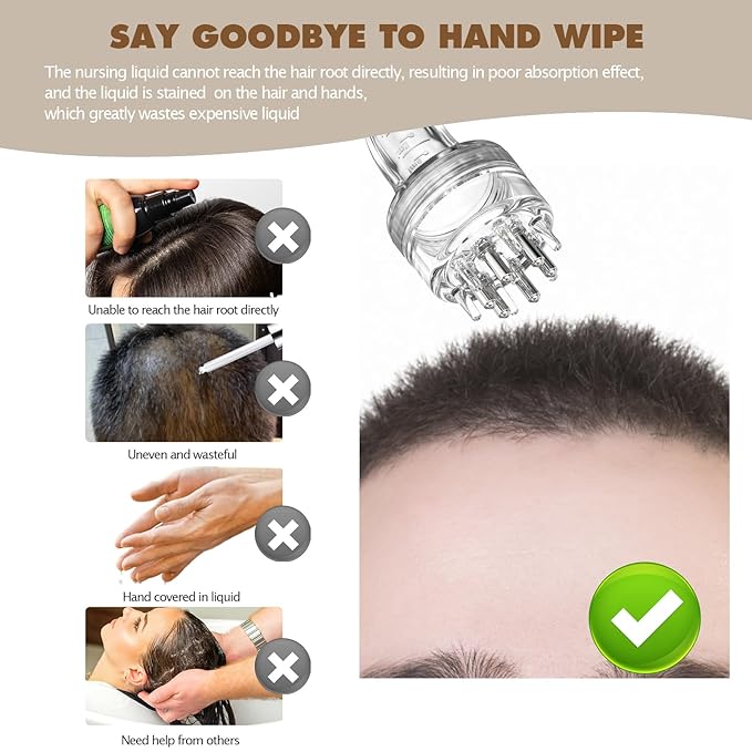 Scalp Massager Comb and Minoxidil Applicator Bottle for Hair Growth, Follicle Care and Thinning Hair Loss Treatment (White)