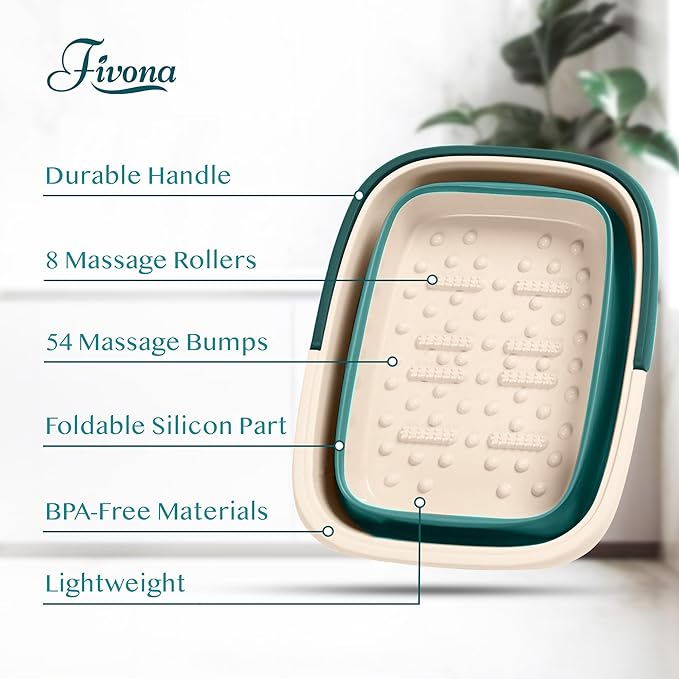 Fivona Foot Care Kit 2 in 1 - Foot Soak Blend with Epsom Salt, Tea Tree & Essential Oils - Collapsible Foot Soak Basin - Pedicure Spa Soak for Tired Feet, Cracked Heels, Stubborn Foot Calluses